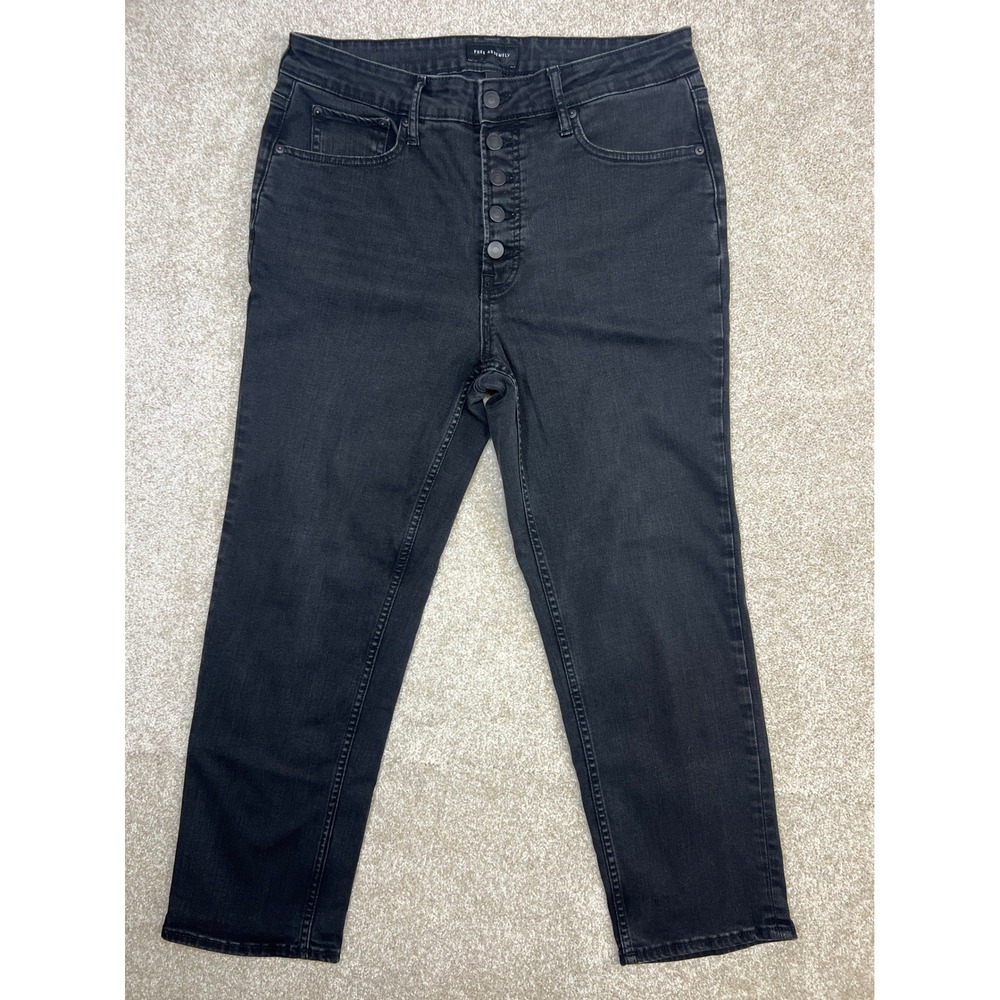 Free Assembly Women's Black High Rise Slim Button Fly Jeans Size 14